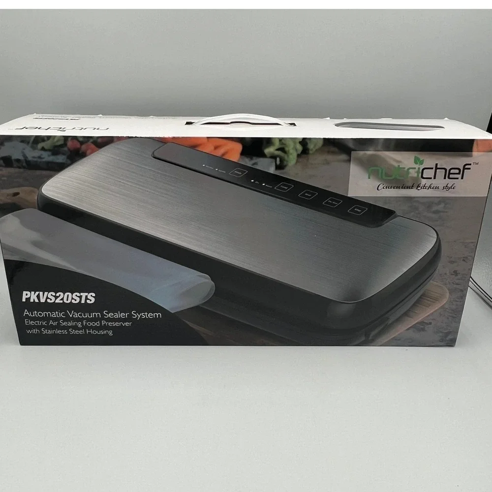 NutriChef Vacuum Sealer PKVS20STS Silver New Stainless Steel Food Preserver